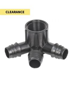 HydroSure 3-Way Connector Female Thread to Barb - 19mm x 3/4&#039;&#039; BSPF